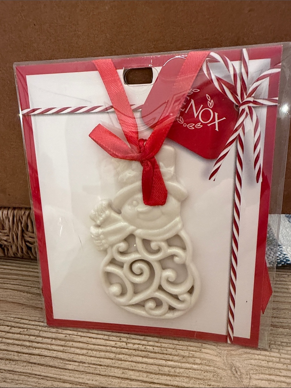 Lenox White Christmas Ornament Pierced Snowman Charm